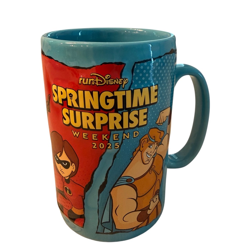 runDisney Springtime Surprise Weekend 2025 Heroes Mug 16oz Hercules Groot Baymax